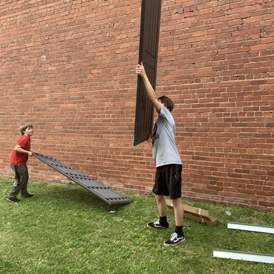 Eagle Project- Volunteers helping build the storage shed Sorry for the shenanigans-they are my kids