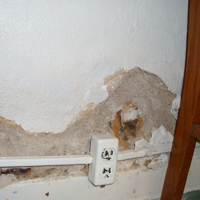 Some of the damaged walls in the basement that were repaired when the wall collapsed.